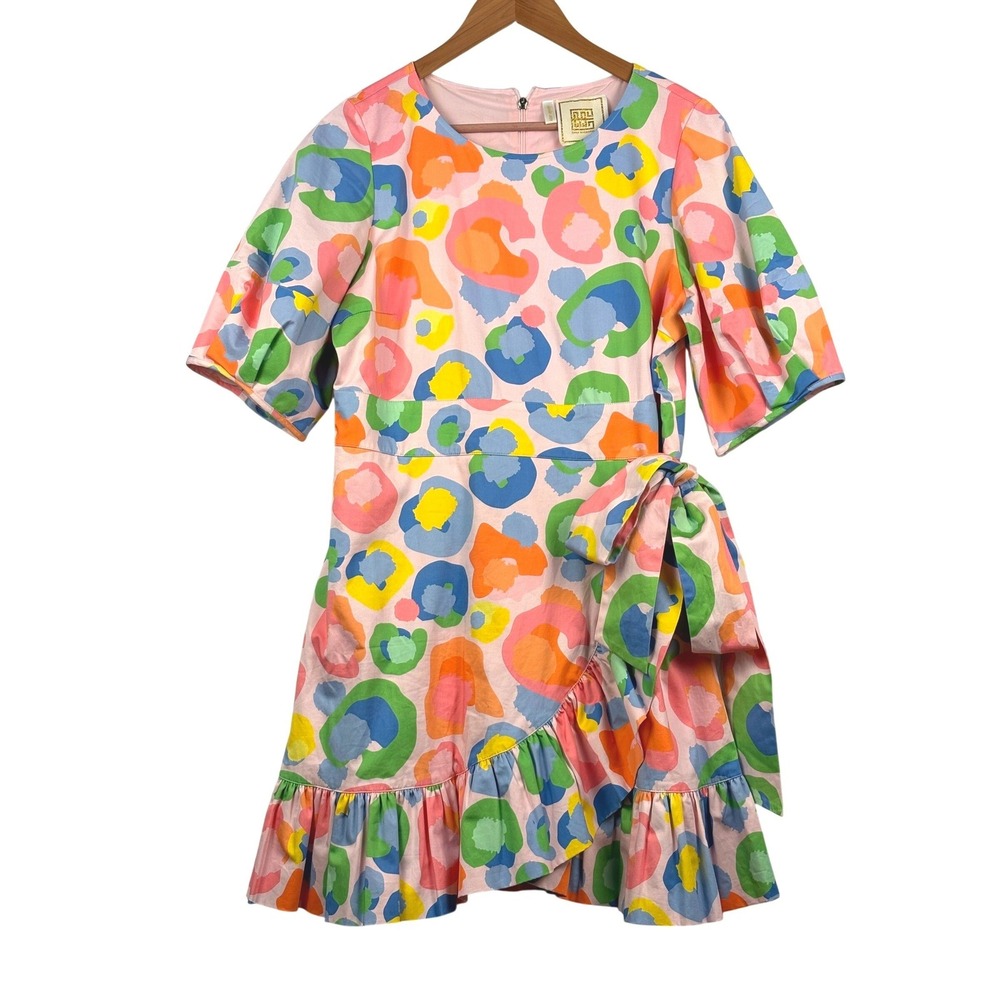 Emily McCarthy Womens Savannah Mini Dress Ruffle Wrap Sz L Party Preppy Spring